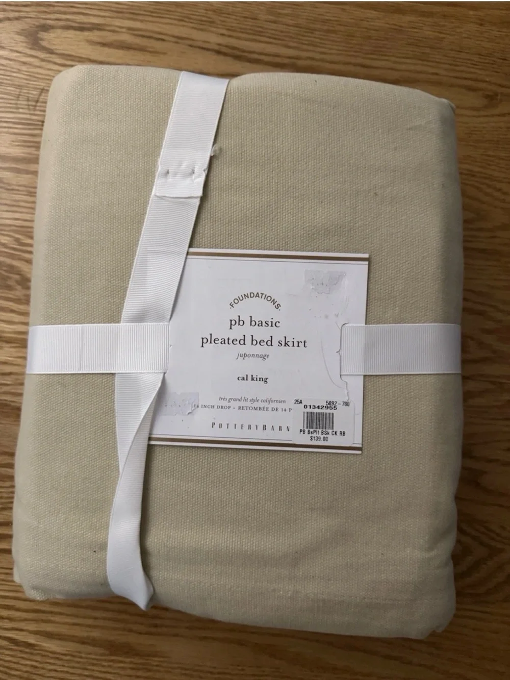 NWT Pottery Barn PB Basic Pleated Bed Skirt Cal King Ivory 14” Drop Cotton